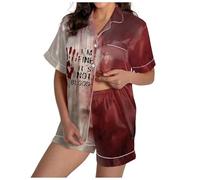 I'M Fine It's Not My Blood - Pijama de Halloween para mujer, conjunto de ropa de dormir sangrienta y aterradora, divertido disfraz de Halloween, 2 piezas, ropa de dormir de moda, camisas de manga