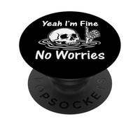 I'm Fine No Worries Esqueleto Divertido Humor Sarcástico PopSockets PopGrip Adhesivo