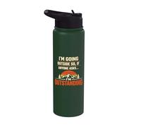 I'm Going Outside If Asked I'm Outstanding Dad Joke Humor Stainless Steel Insulated Water Bottle