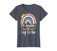 I'm Going To Be A Big Sis Ascendida a Big Sister Rainbow Camiseta, Mujer, Azul Jaspeado, L