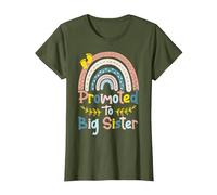 I'm Going To Be A Big Sis Ascendida a Big Sister Rainbow Camiseta, Mujer, Verde Oliva, L