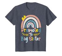 I'm Going To Be A Big Sis Ascendida a Big Sister Rainbow Camiseta, Niños, Azul Jaspeado, 6 años