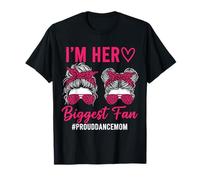 I'm Her Biggest Fan Proud Dance Mom Messy Bun Leopard Camiseta