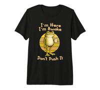 I'm Here I'm Awake Morning Mood Grumpy Frog Meme Coffee Camiseta Premium