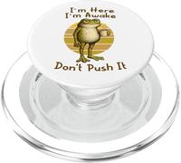 I'm Here I'm Awake Morning Mood Grumpy Frog Meme Coffee PopSockets PopGrip para MagSafe