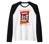 I'm Just Here for Anime Snacks Meme Quote Camiseta Manga Raglan