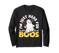 Im Just Here For Boos Halloween Ghost Copa de Vino guiño Manga Larga