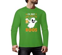 I'm Just Here for The Boos - Camiseta de manga larga de algodón de primera calidad para hombres y mujeres, Estilo verde claro, 4XL