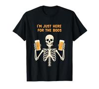 Im Just Here For The Boos Shirt Funny Skeleton Drinking Beer Camiseta