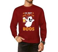 I'm Just Here For The Boos - Sudaderas de algodón con cuello redondo y manga larga para hombre, estilo casual, Estilo carmesí oscuro, XXL
