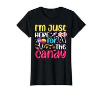 I'm Just Here For The Candy Camiseta gráfica económica, Mujer, Negro, XS