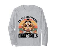 I'm Just Here For The Dinner Rolls Retro Pavo Acción de Gracias Manga Larga
