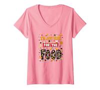 Im Just Here for The Food Foodie Fun Cita Camiseta Cuello V, Mujer, Rosado, S