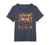 Im Just Here for The Food Foodie Fun Cita Camiseta, Mujer Tallas Grandes, Azul Jaspeado, 3XL Grande