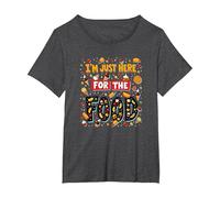 Im Just Here for The Food Foodie Fun Cita Camiseta, Mujer Tallas Grandes, Jaspeado Oscuro, 5XL Grande