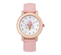 Im Just Here for The Free Ice Cream - Reloj analógico de cuarzo para mujer, elegante reloj de pulsera con correa de piel