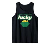 I'm Just Here to Get Lucky Funny St. Patrick's Day Gold Camiseta sin Mangas