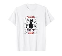 I'm Just One Cat Away - Divertido Amante de Las Mascotas Camiseta, Hombre, Blanco, XXL