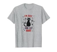 I'm Just One Cat Away - Divertido Amante de Las Mascotas Camiseta, Hombre, Gris Jaspeado, 5XL