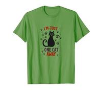 I'm Just One Cat Away - Divertido Amante de Las Mascotas Camiseta, Hombre, Hierba, XL