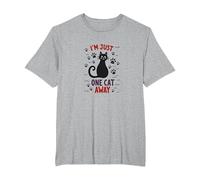 I'm Just One Cat Away - Divertido Amante de Las Mascotas Camiseta, Hombre Tallas Grandes, Gris Jaspeado, 6X Alto