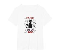 I'm Just One Cat Away - Divertido Amante de Las Mascotas Camiseta, Mujer Tallas Grandes, Blanco, 1XL Grande