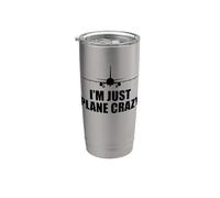 I'm just plane CRAZY Meme divertido piloto de avión Vaso térmico de acero inoxidable de doble pared