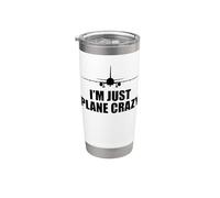 I'm just plane CRAZY Meme divertido piloto de avión Vaso térmico de acero inoxidable de doble pared
