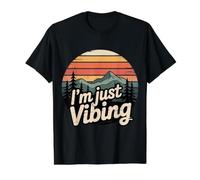 I'm Just Vibing Estética del Estado de ánimo Relajado - Camiseta gráfica económica, Hombre, Negro, L