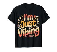 I'm Just Vibing Estética del Estado de ánimo Relajado |- Camiseta gráfica económica, Hombre, Negro, L