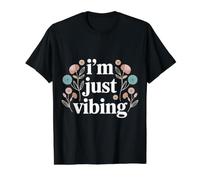I'm Just Vibing Estética del Estado de ánimo Relajado - Camiseta gráfica económica, Hombre, Negro, L