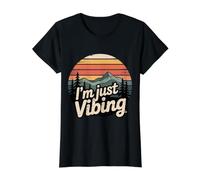 I'm Just Vibing Estética del Estado de ánimo Relajado - Camiseta gráfica económica, Mujer, Negro, L
