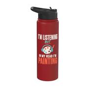 Im Listening But in My Head Im Painting Painter Artist Stainless Steel Insulated Water Bottle