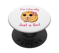 I'm Literally Just a Girl Cute Funny Hamster Big Eyes Meme PopSockets PopGrip Adhesivo