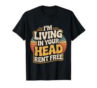 I'm Living In Your Head Rent Free Cita sarcástica audaz - Camiseta gráfica económica, Hombre, Negro, M