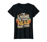 I'm Living In Your Head Rent Free Cita sarcástica audaz - Camiseta gráfica económica, Mujer, Negro, S