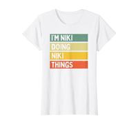 I'm Niki Doing Niki Things - Cita Personalizada Divertida Camiseta gráfica económica, Mujer, Blanco, S