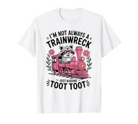 Im Not Always a Trainwreck Cute Raccoon Pink Toot Train Camiseta