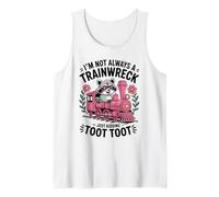 Im Not Always a Trainwreck Cute Raccoon Pink Toot Train Camiseta sin Mangas