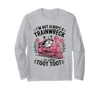 Im Not Always a Trainwreck Cute Raccoon Pink Toot Train Manga Larga