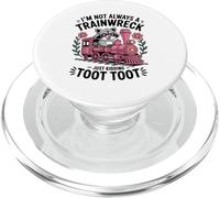 Im Not Always a Trainwreck Cute Raccoon Pink Toot Train PopSockets PopGrip para MagSafe