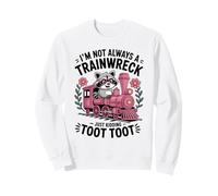 Im Not Always a Trainwreck Cute Raccoon Pink Toot Train Sudadera