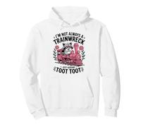 Im Not Always a Trainwreck Cute Raccoon Pink Toot Train Sudadera con Capucha