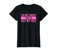 I'm Not Angry This Is Just My Face Camiseta gráfica económica, Mujer, Negro, XS