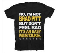 I'm Not Brad Pitt T-Shirt Black Medium tee Large Funny Humor tee Shirt Mens Black
