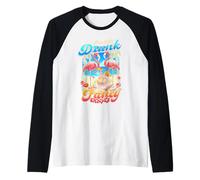 I'm Not Drunk Just Fancy Retro Pink Flamingo Fiesta En La Playa Camiseta Manga Raglan
