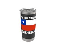 I'm Not Gritando Bandera Chilena Chile Retro Vaso térmico de acero inoxidable de doble pared