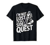 I'm Not Lost I'm On A Side Quest Broma de los Jugadores Camiseta gráfica económica, Hombre, Negro, L