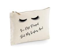 I'm Not Perfect Buy My Lashes are - Bolsa de maquillaje divertida, beige