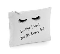 I'm Not Perfect Buy My Lashes are - Bolsa de maquillaje divertida, gris